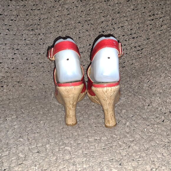 FRANCESCO MORICHETTI-Platform Wedge Sandal-Red Patent Leather-Sz 36-Excellent - Picture 5 of 7